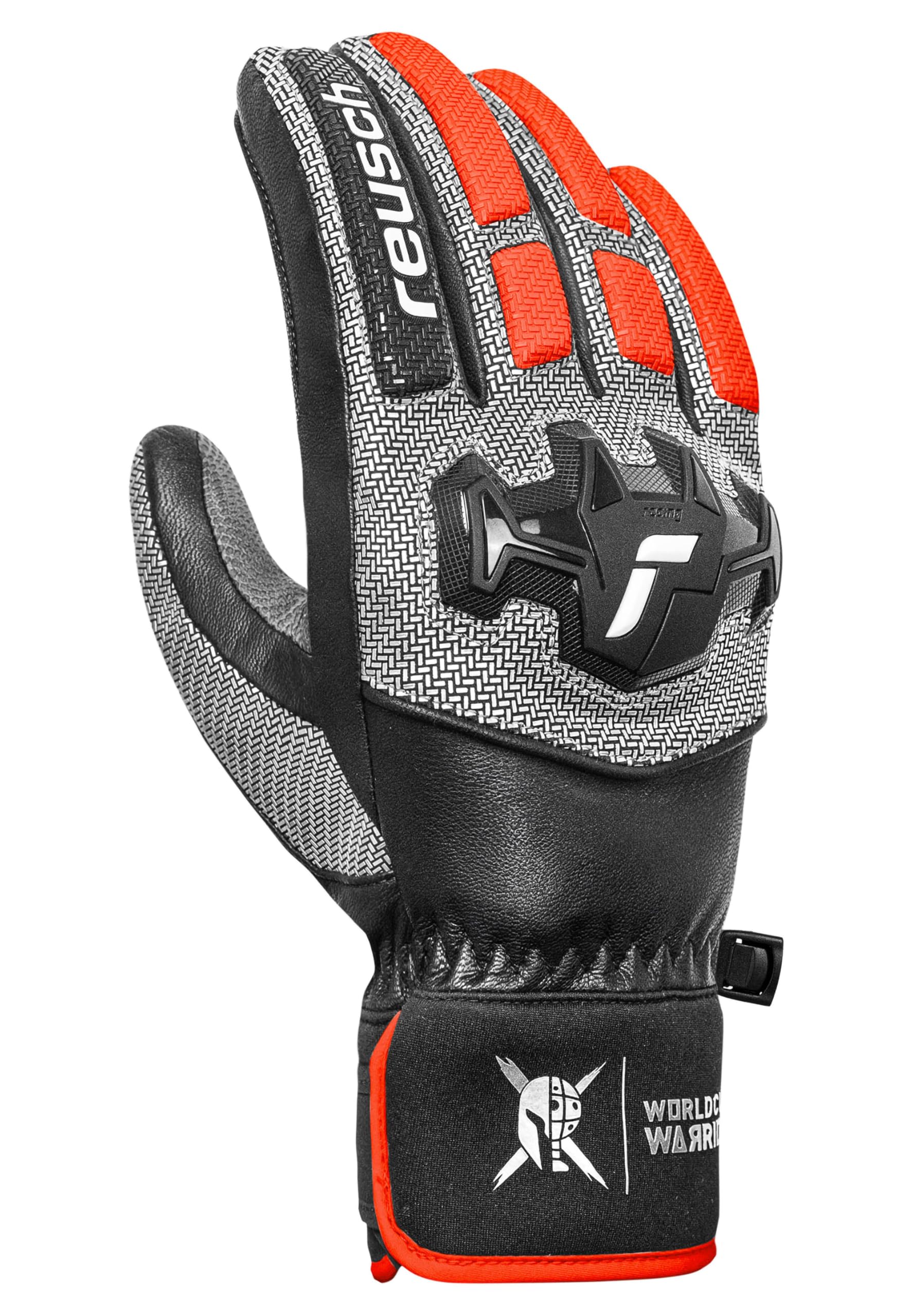 Reusch Worldcup Warrior Team rękawice narciarskie – unisex rękawice wyścigowe z izolacją TecFill, wyściółka palców, ochrona kostek, pełna skóra, wiatroszczelne, oddychające, dla profesjonalistów w