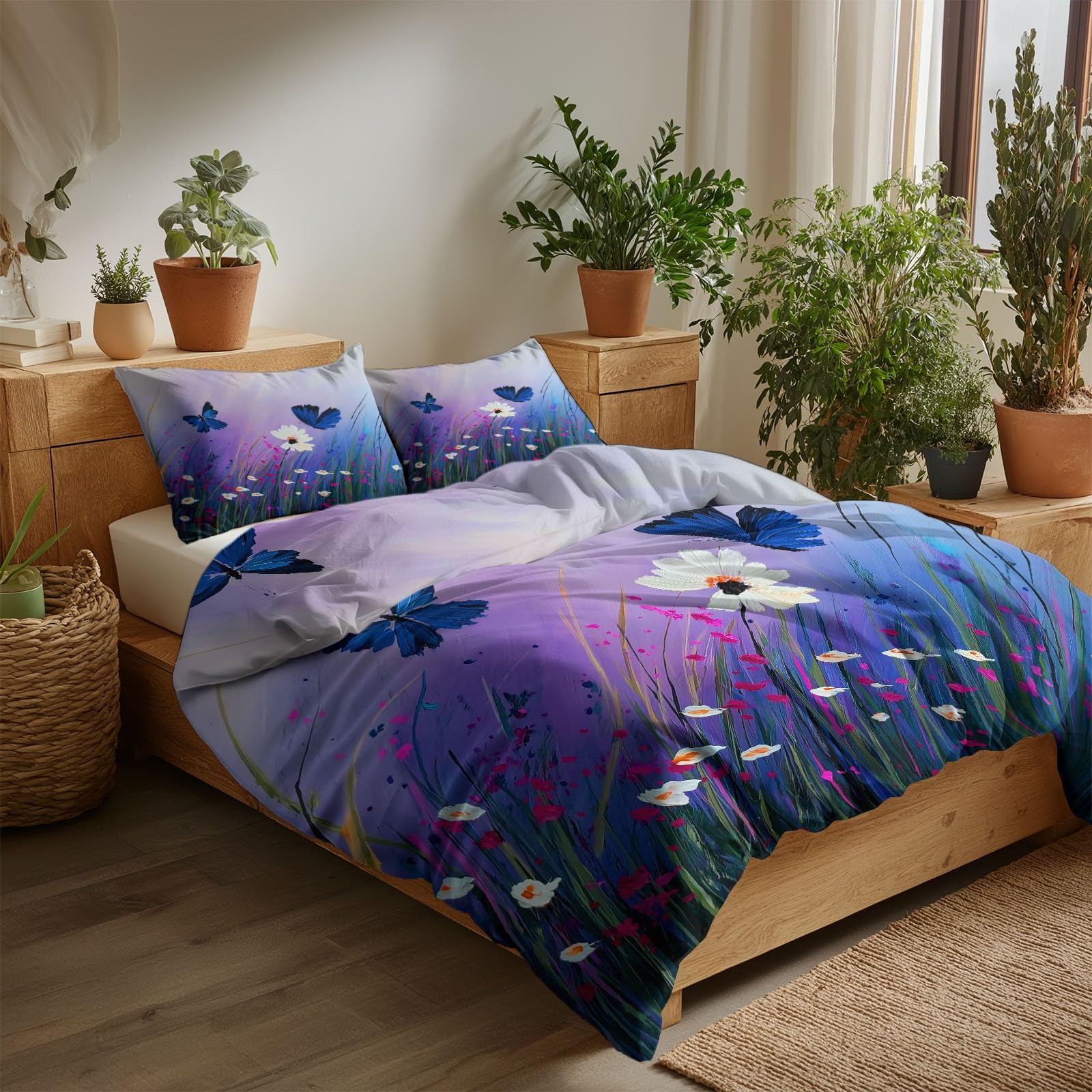 Housse de couette 160x200 cm avec fermeture éclair literie lavande