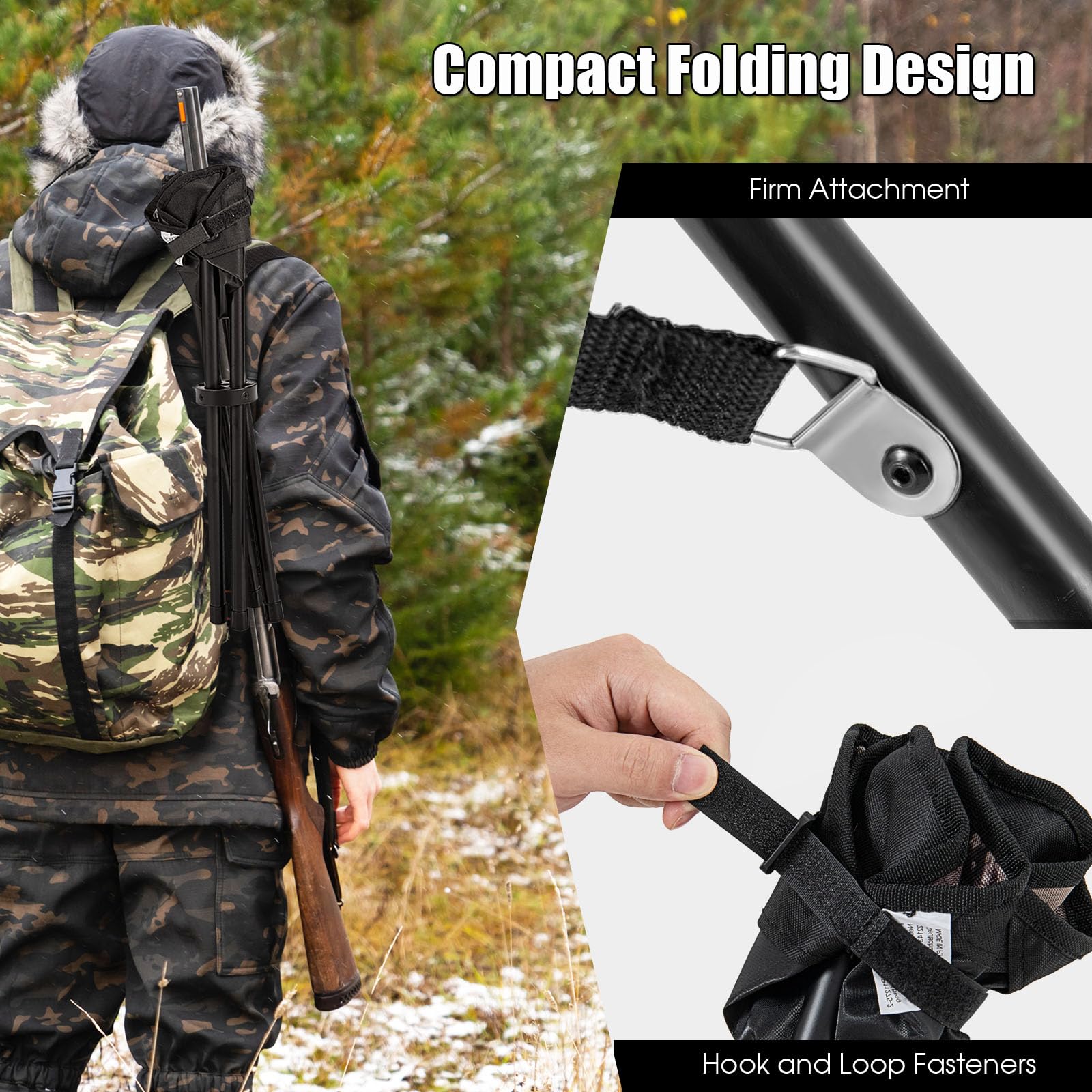 KOMFOTTEU Juego de 2 Taburetes de Camping Plegables, Silla de Camping Ligero con Correa para el Hombro, Asiento de Pesca Portátil con Carga de 150 kg, para Caza, Senderismo, Viajes
