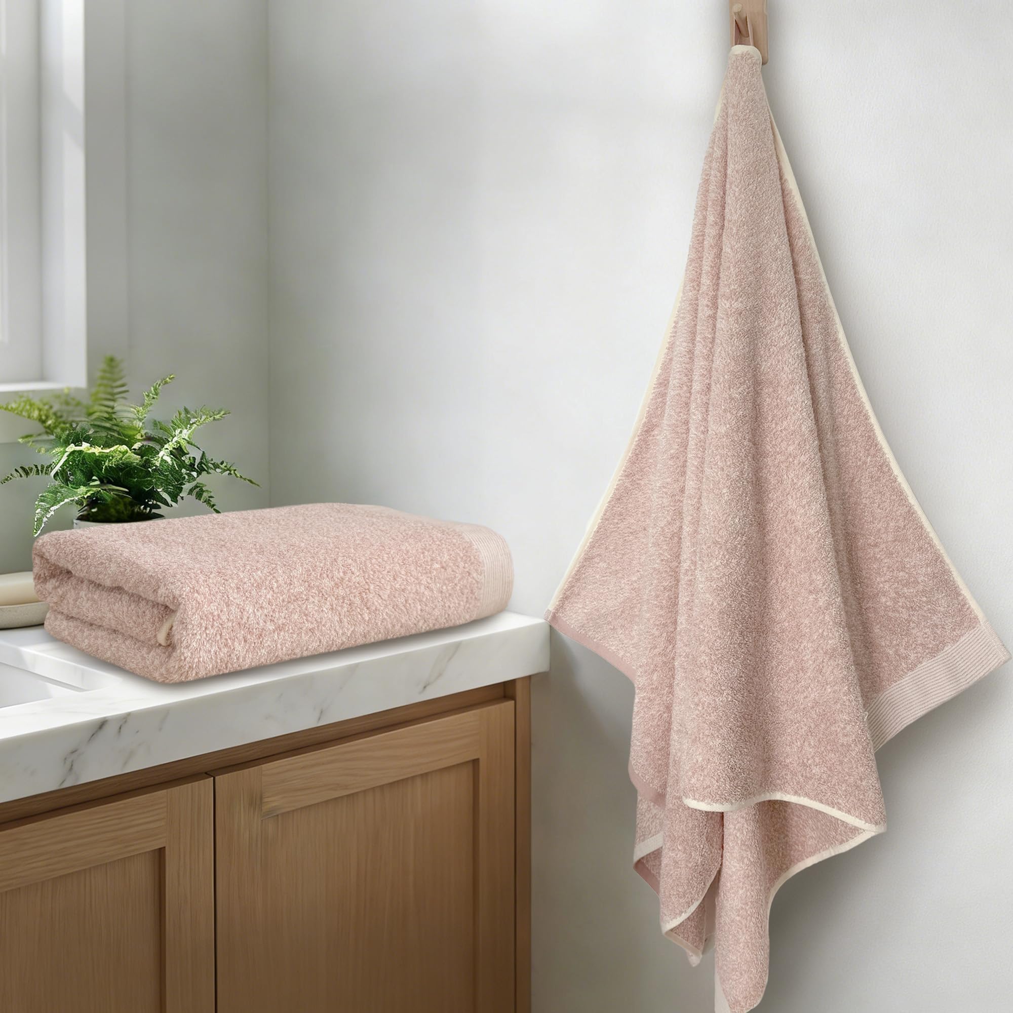 Beige Bath Towels 2 Pack - Soft Cotton -13