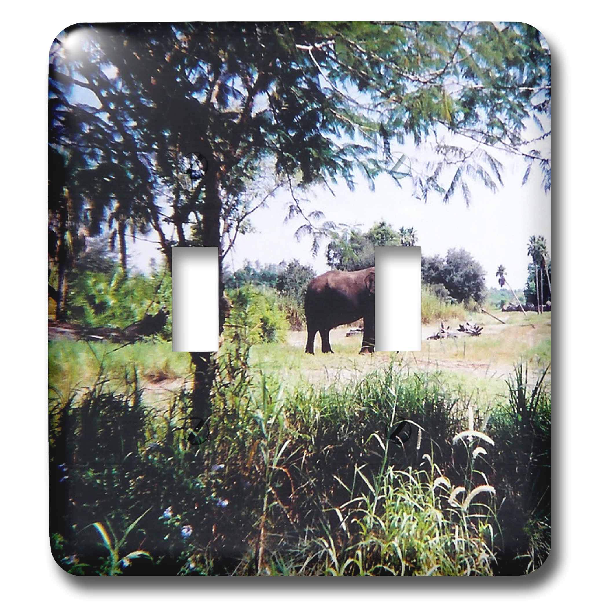Interruptor de palanca doble 3dRose lsp_48981_2 con acabado artístico de elefante