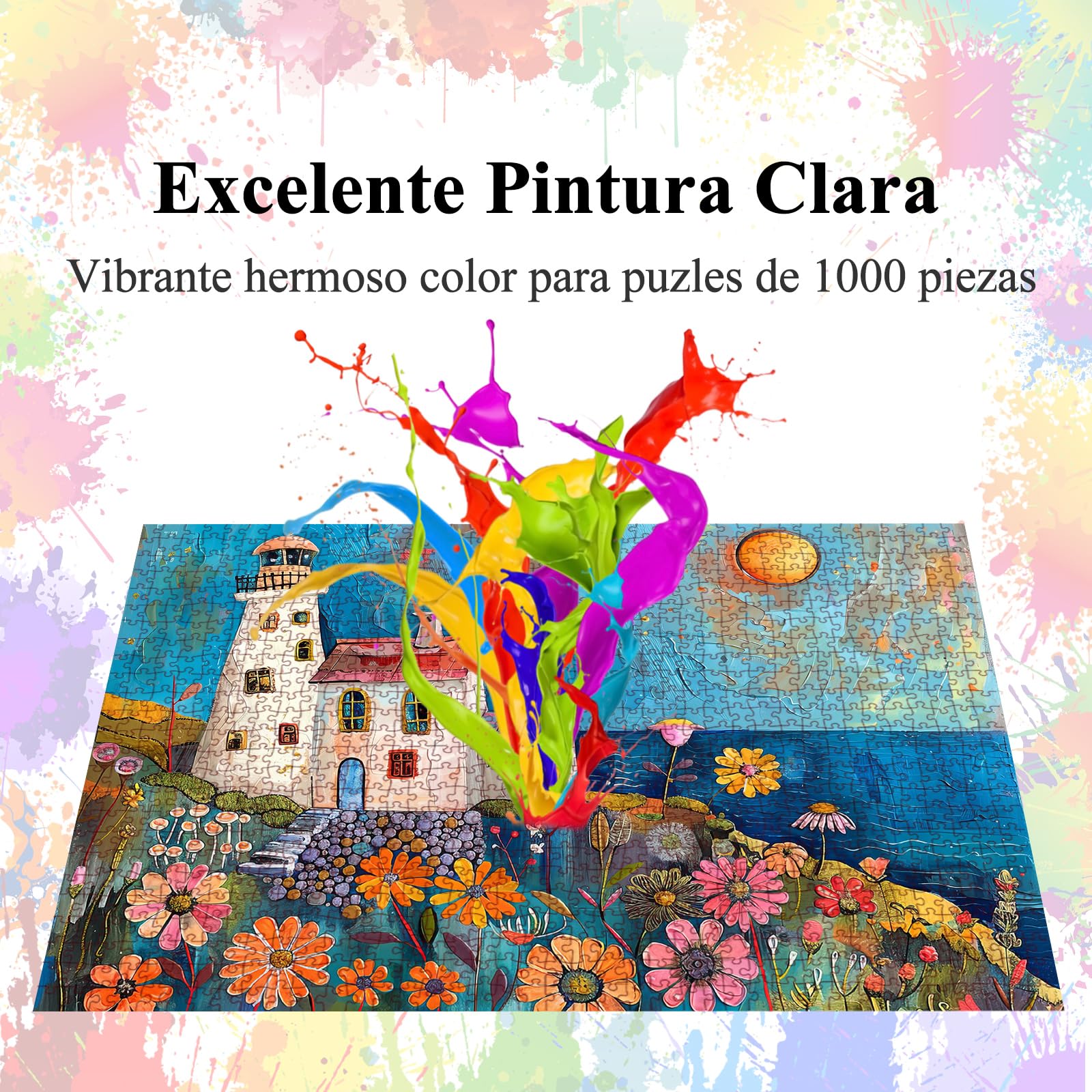 Puzzle para adultos, 1000 piezas, faro de pintura con póster, piezas encajan perfectamente, letras en la parte posterior, sin polvo, regalo para personas mayores (70 x 50 cm)