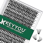 Lash Clusters 300pcs Individual Lashes 40D 0.07C Curl 16mm DIY Eyelash Extension KEYYOU Large Tray Volume Soft&Natural Cluster Lashes(40D-0.07C,16