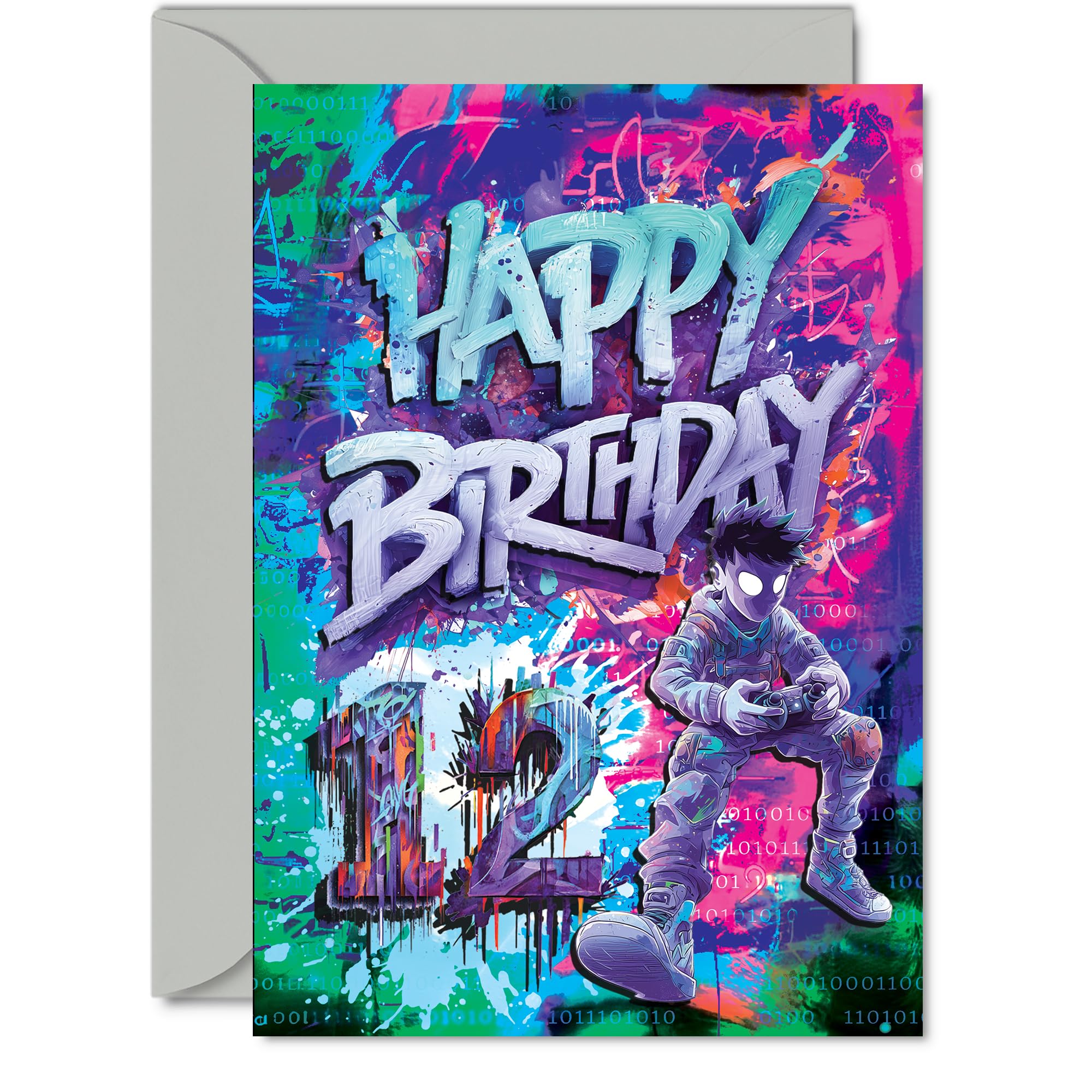12th Birthday Cards for Boys Girls - Epic Gamer - Happy Birthday Card for 12 Year Old Boy Girl Brother Niece Granddaughter Sister, A5 Bday Greeting Cards