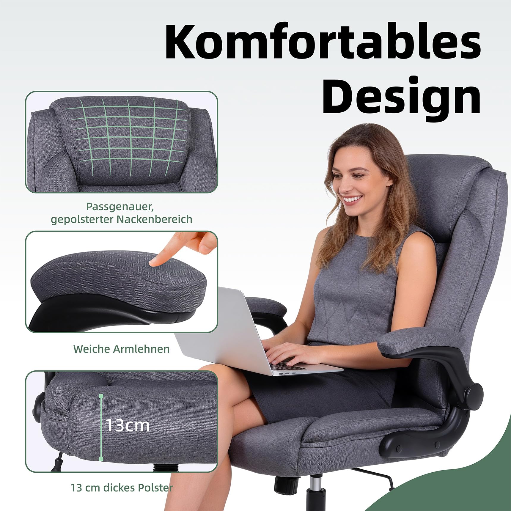 Youhauchair Bürostuhl Ergonomisch, Dunkelgrau