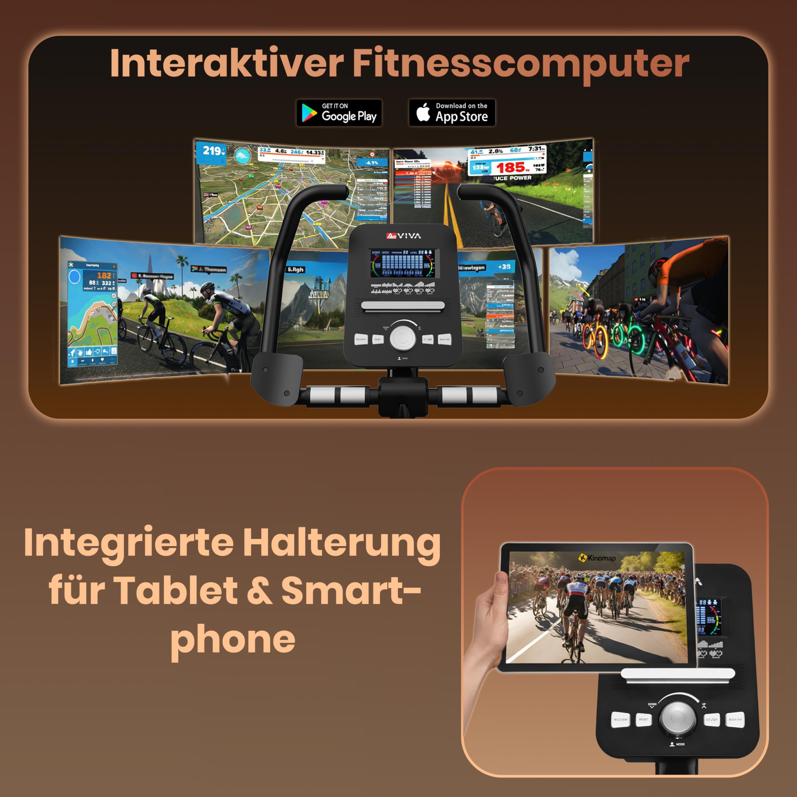 AsVIVA H22 domowy trenażer treningowy – rower fitness do domu, do treningu wytrzymałościowego wewnątrz