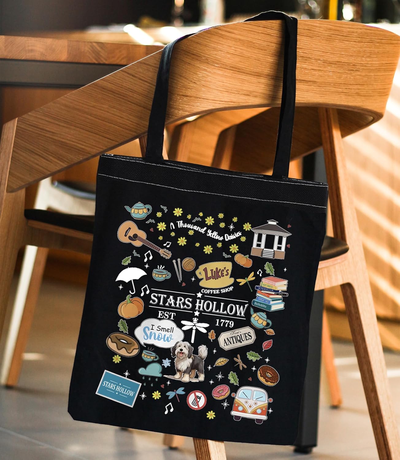 ENSIANTH Stars Hollow Inspired Tote Bag TV Show Merch Dragonfly Inn Shopping Bag Lorelei Rory Fans Gift Lukes Diner Gift - Image 3
