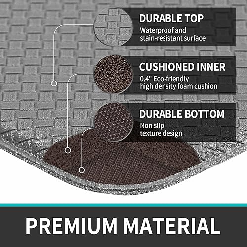Miniatura 6 de DEXI Alfombras y tapetes de cocina acolchados antifatiga, cómodos, para piso, alfombras de pie, impermeables, juego de 2, 17 x 59 pulgadas + 17 x 95