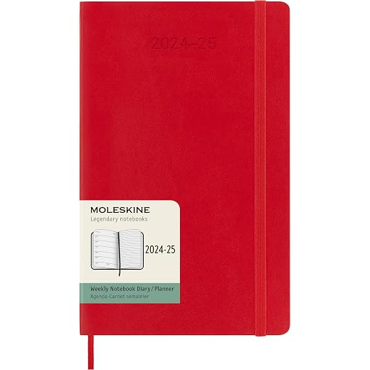 Moleskine DSF218WN3Y25 Notebook, Begins in July 2024, 18 Months, Weekly Diary, Soft Cover, Large Size (W x H x H): 5.1 x 8.3 inches (13 x 21 cm), Red