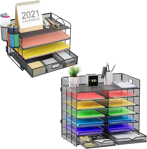 Miniatura 1 de Marbrasse Organizador de archivos de escritorio y organizador de literatura de escritorio de 4 bandejas