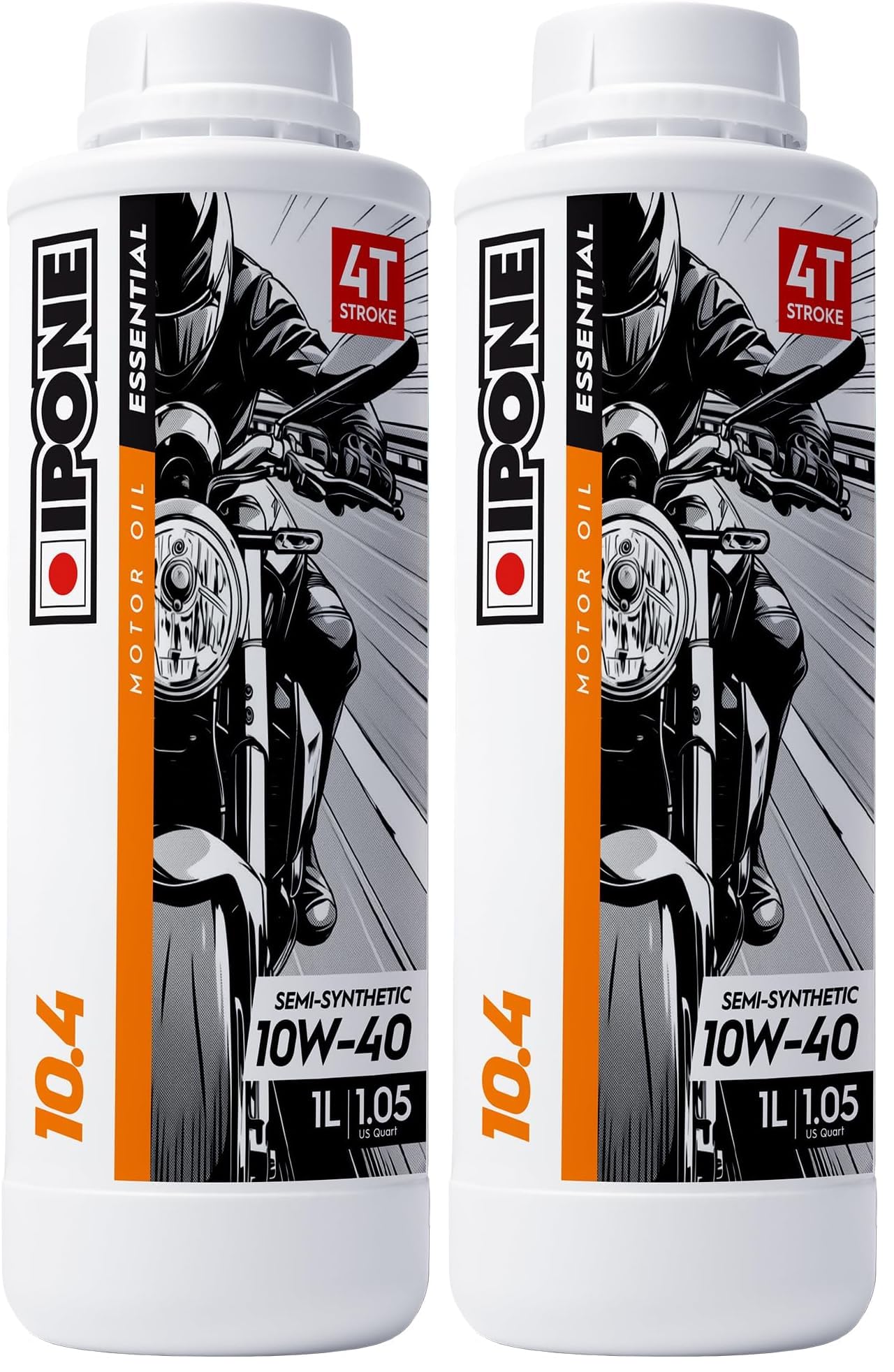 IPONE – Huile Moto 4 Temps 10W40 10.4 - Lubrifiant Optimale Semi-Synthétique – Usage Régulier - Protection du moteur - Bidon 1 Litre (Lot de 2)