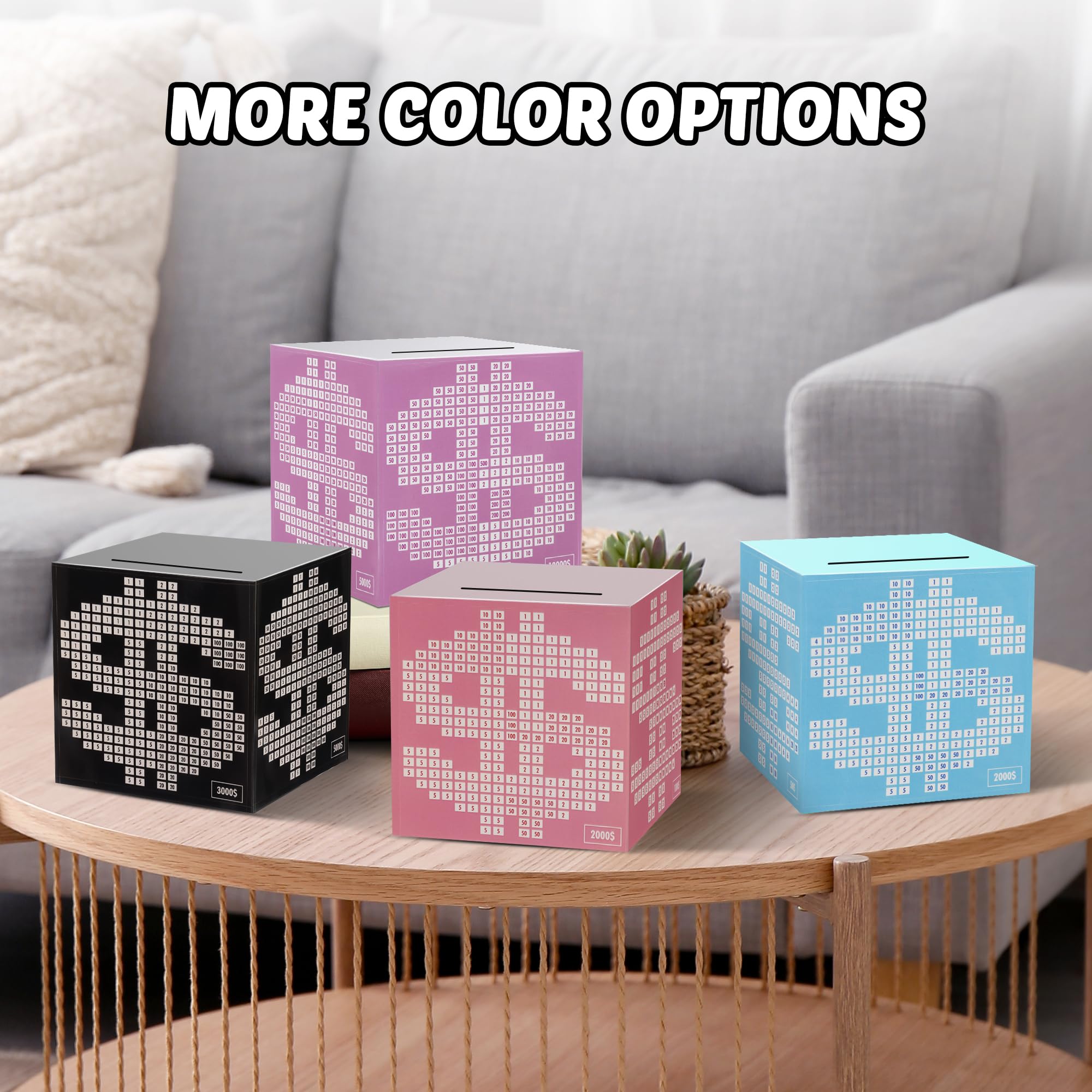 Primo Lines Piggy Bank for Adults, Unbreakable Metal Cash Box with Money Target, 10k Savings Challenge Box, 4.72inch Money Saving Box 10000 with Counter for Savings Goal $3000 $5000, Kakeibo Money Box