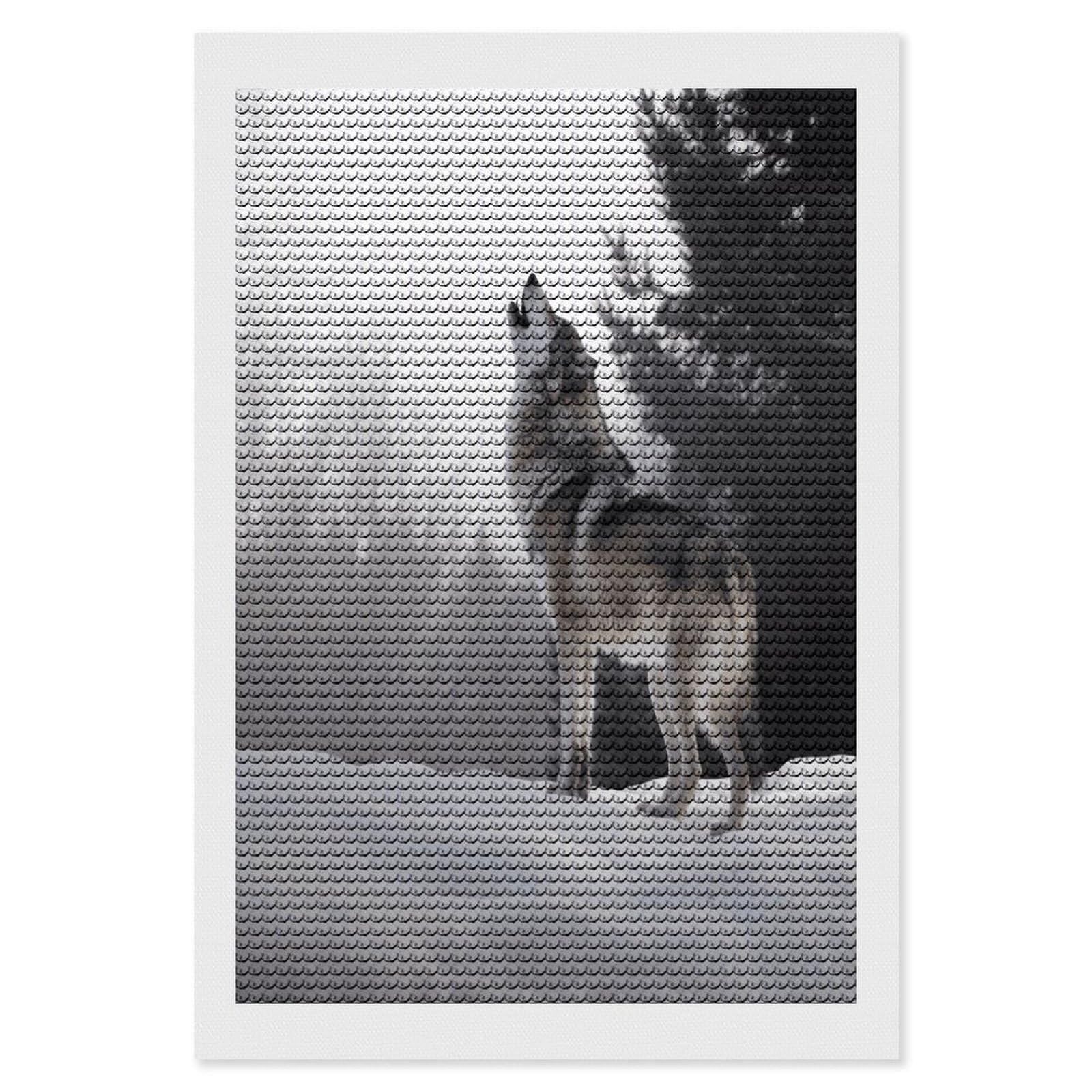 FekiLoot Diamond Art Kits for Adults, DIY 5D Howling Wolf Diamond Painting Kits for Beginners, Full Round Drill Diamond Dots Painting Gem Art Crafts for Home Wall Decor & Gift 8"x12"