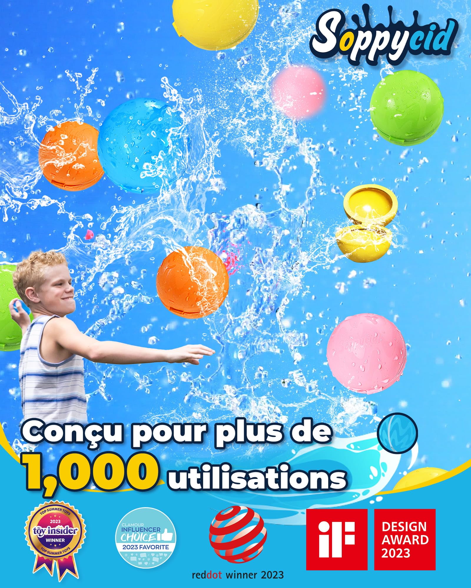 Bombe a eau réutilisable, 8 Pcs Ballons Bombes d'eau à Fermeture Automatique et Remplissage Rapide, Jeux d'eau Exterieur pour Enfants Adultes, Jouets du Jardin/Plage Fête de La Piscine D'été