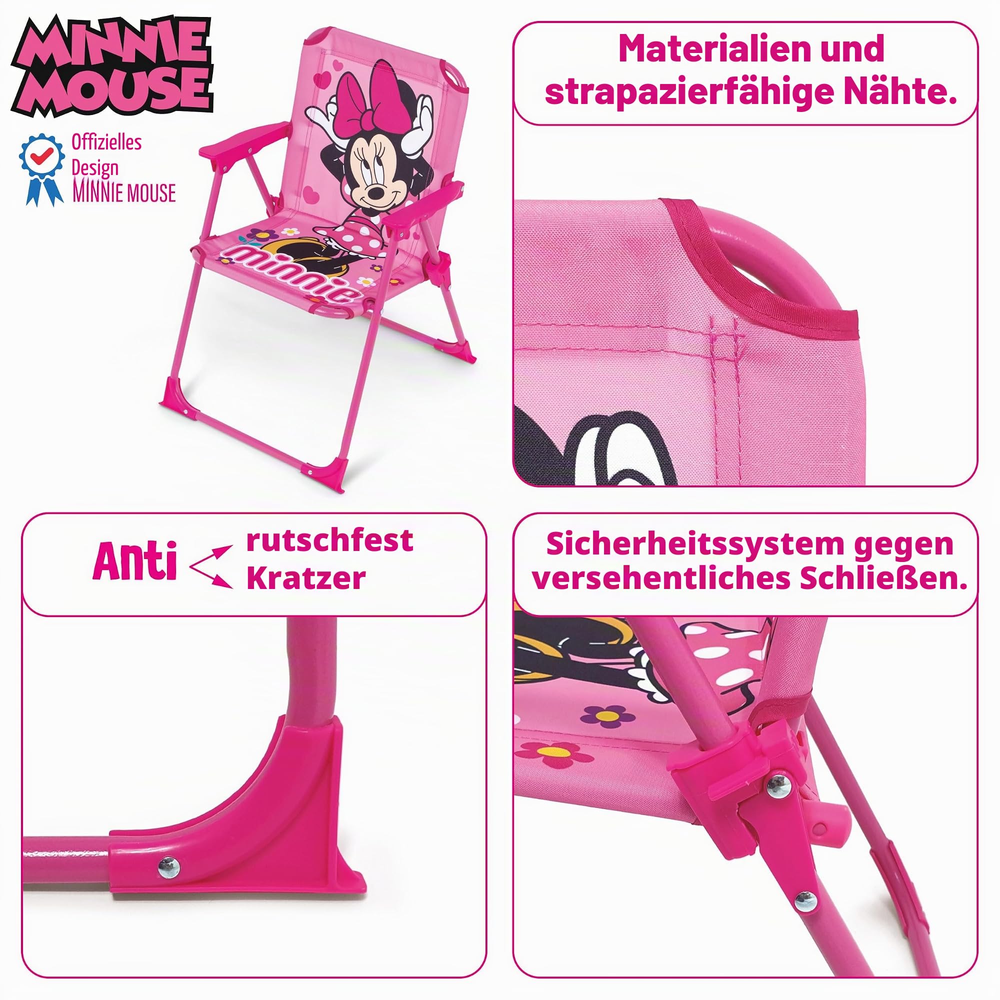 ARDITEX Disney Mickey Mouse Klappstuhl mit Armlehnen – 38 x 32 x 53 cm – geeignet für Garten, Camping, Strand oder Berge – ideal für Kinder.