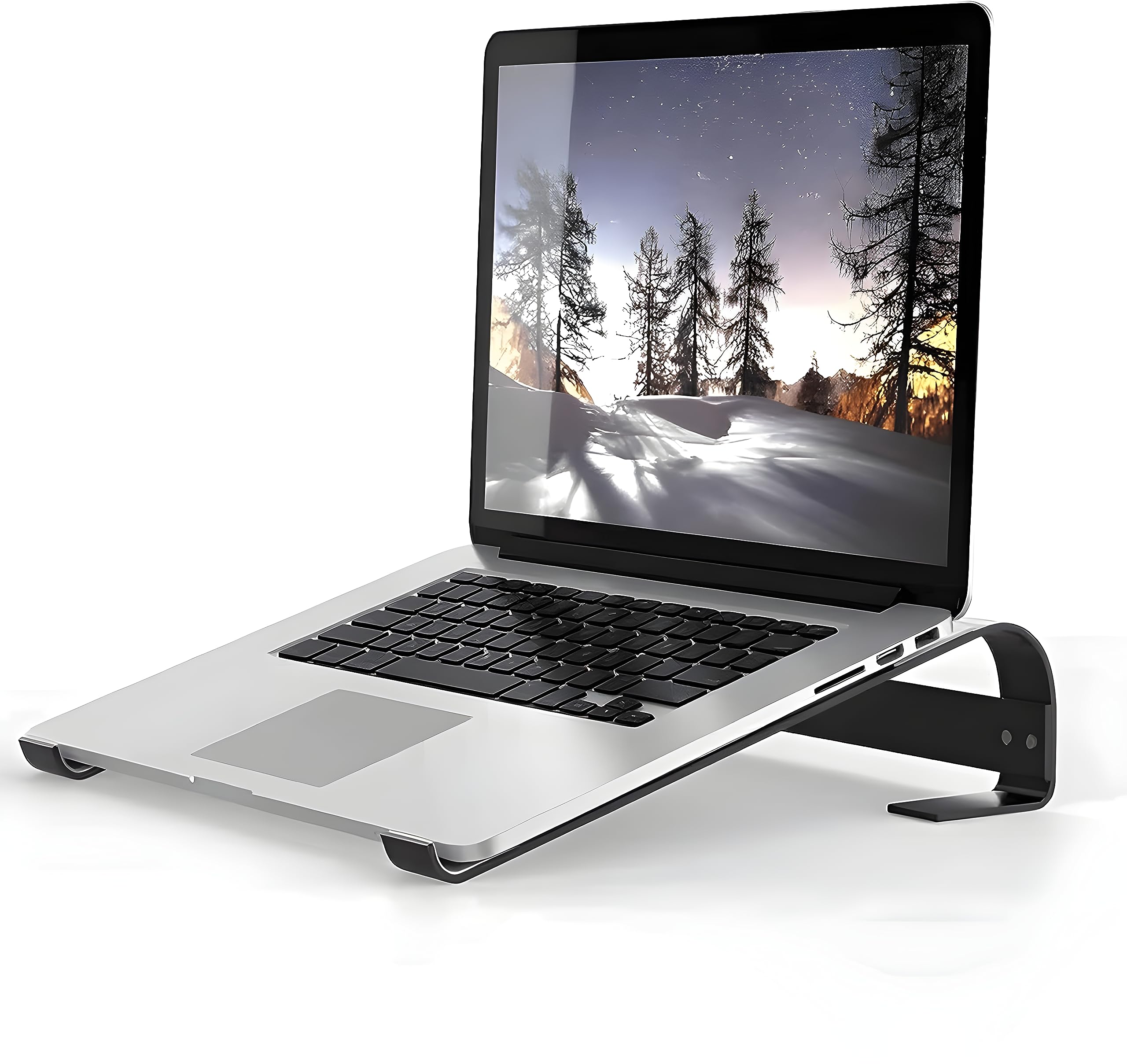 VITTIYAMLaptop Stand for Desk, Metal Stand for Laptops - Portable and Light Notebook Stand Compatible Weight with MacBook Pro, Dell, HP and More 11-17.3 Inches laptops - Black