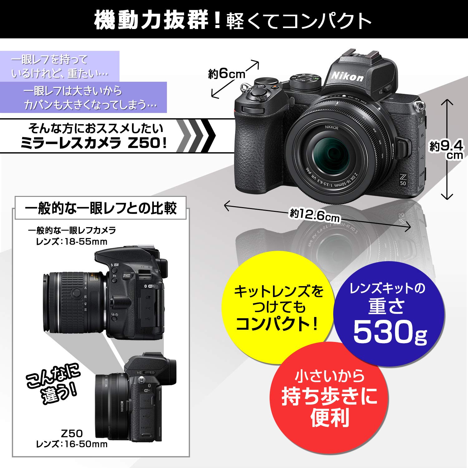Amazon | Nikon ミラーレス一眼カメラ Z50 レンズキット NIKKOR Z DX