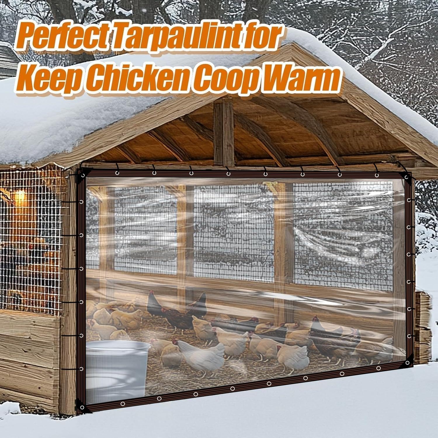 13X26FT Clear Waterproof Tarps(Increase Grommets,Windproof Rope +Ties) Poly Tarpaulin Outdoor Garden Rainproof Covering,Clear Vinyl Tarp for Patio Covering Henhouse Porch Canopy Plant Camping