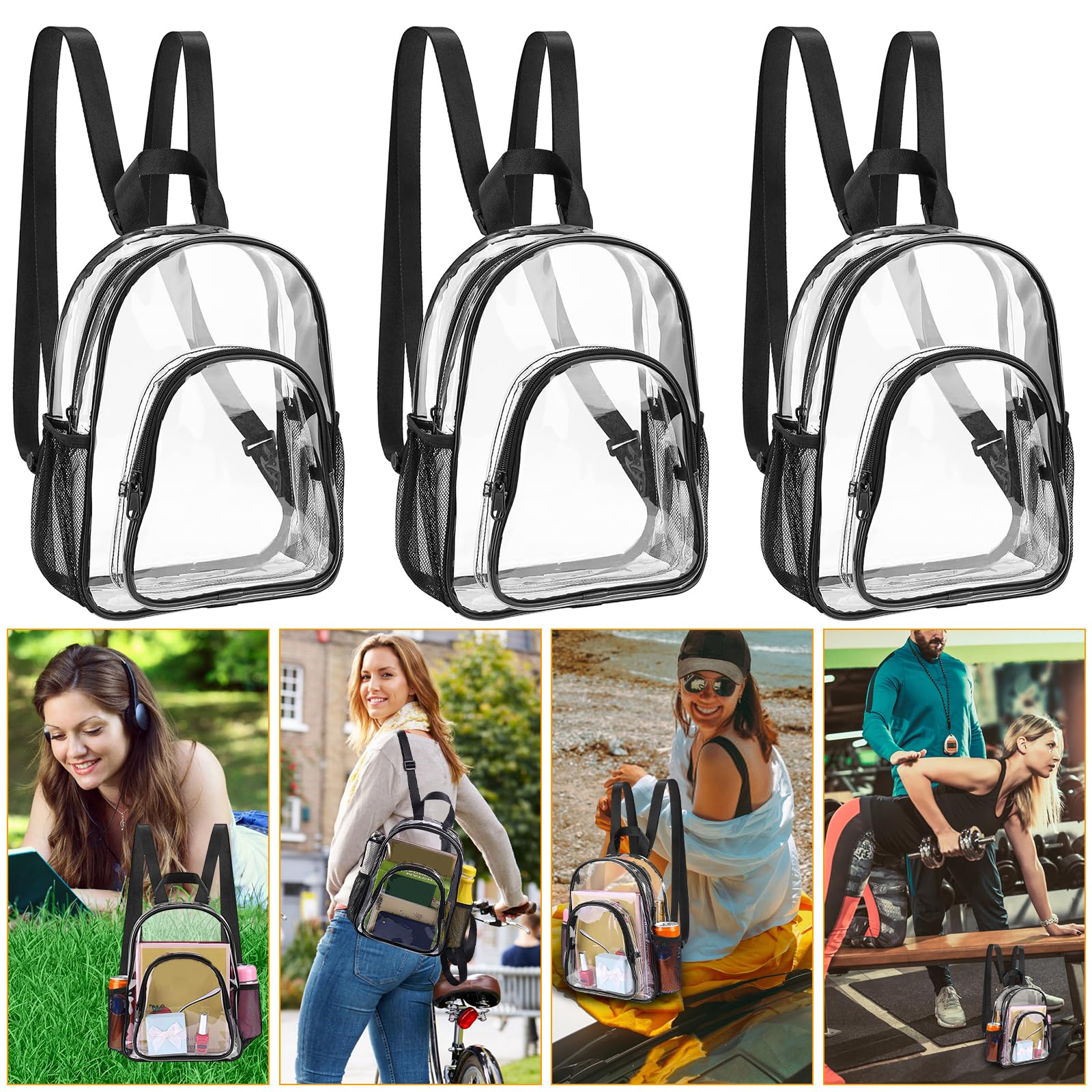 Zaino trasparente in PVC trasparente piccolo zaino portatile leggero mini carino borsa trasparente moda Daypack