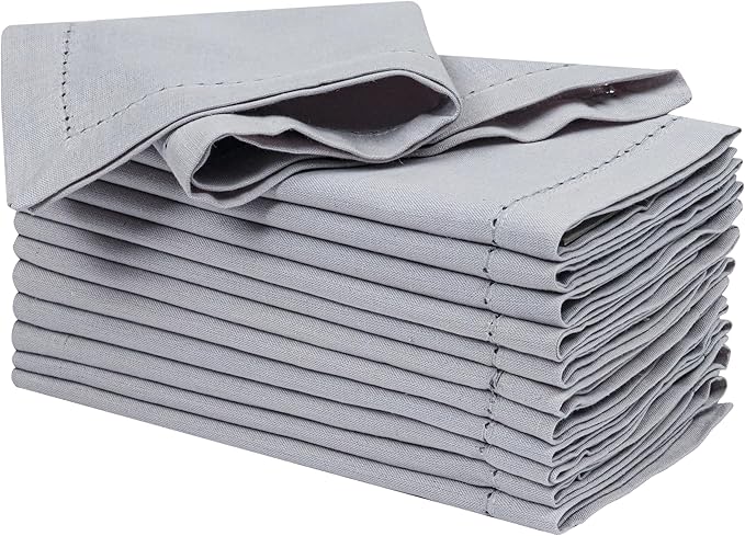 Ramanta Home Olive Green Cloth Dinner Napkin Set of 12-18x18 Inch, Easter Premium Cotton Linen Flax Hemstitched Napkins for Spring Decor Wedding, Kitchen | Soft Durable Washable for Everyday Use