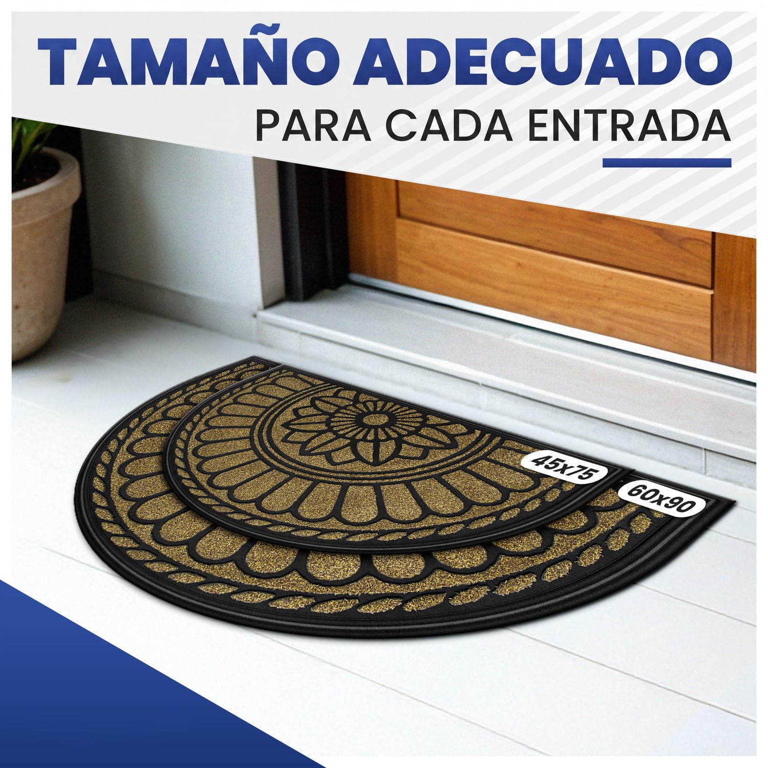Mibao Felpudo semicircular Exterior - Felpudo Entrada casa Resistente Beige