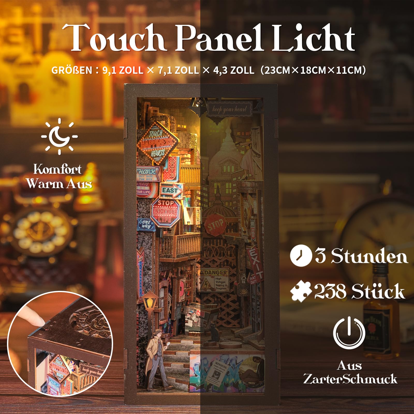 Cutefun The Long Goodbye (BN02) - Kit per la casa delle bambole in legno, fai da te, in miniatura, per la biblioteca e per la casa delle bambole