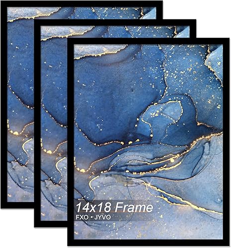 Fxojyvo Juego de 3 portarretratos de 14 x 18 pulgadas, marco negro para póster de fotos de 14 x 18 pulgadas, peso ligero y altamente transparente,