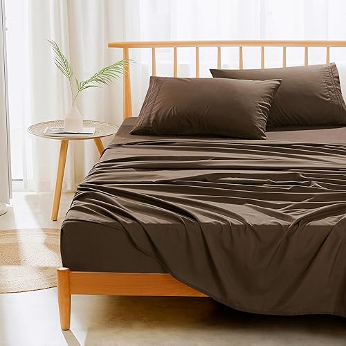 ESCA Juego de sábanas de alta calidad, certificado Oeko-TEX, suavidad y lujo, juego de 4 piezas con sábana encimera, sábana bajera y fundas de