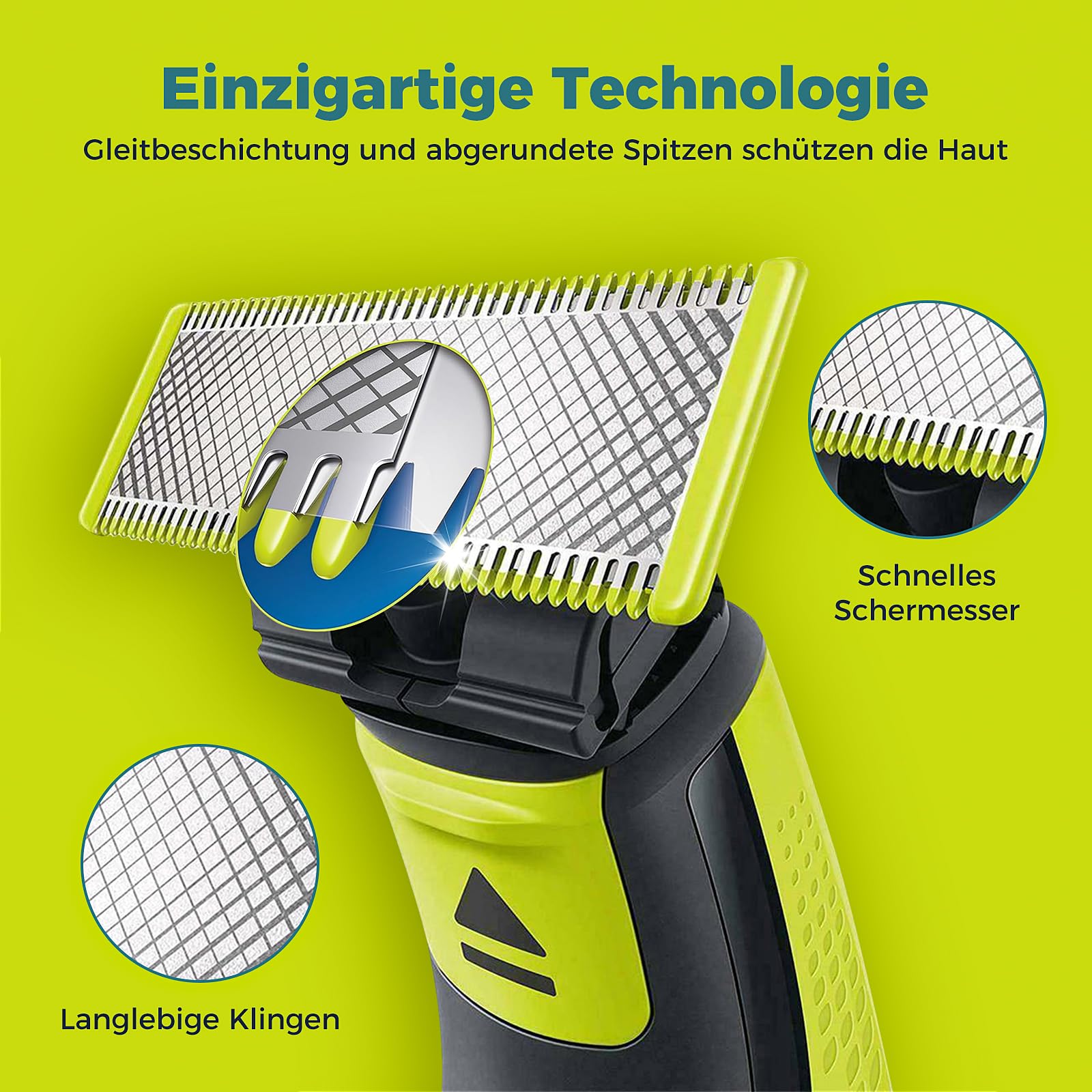 6 Stück Ersatzklingen für Philips one blade Original | Anti-Reibungs Rasierer Aus Rostfreiem Stahl Langlebig und Prazise QP210/80, QP2515, QP2520, QP2630, QP2834, QP6510, QP6530