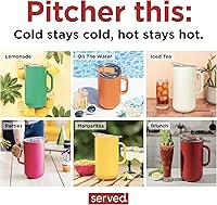 Vista 1 de Jarra Premium Aislada de Served (0.87 cuartos de galón/66oz) - Jarra de Acero Inoxidable con Doble Pared y Forro de Cobre con Tapa - Jarra Térmica