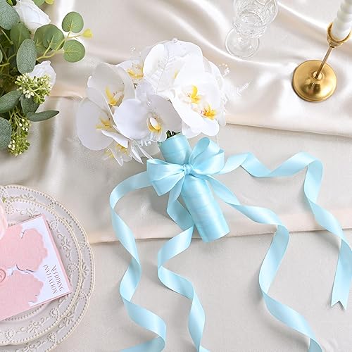 Miniatura 867 de Cinta de satén verde esmeralda de doble cara de 1-1/2 pulgadas x 50 yardas, cinta de poliéster verde esmeralda para envolver regalos, muy adecuada