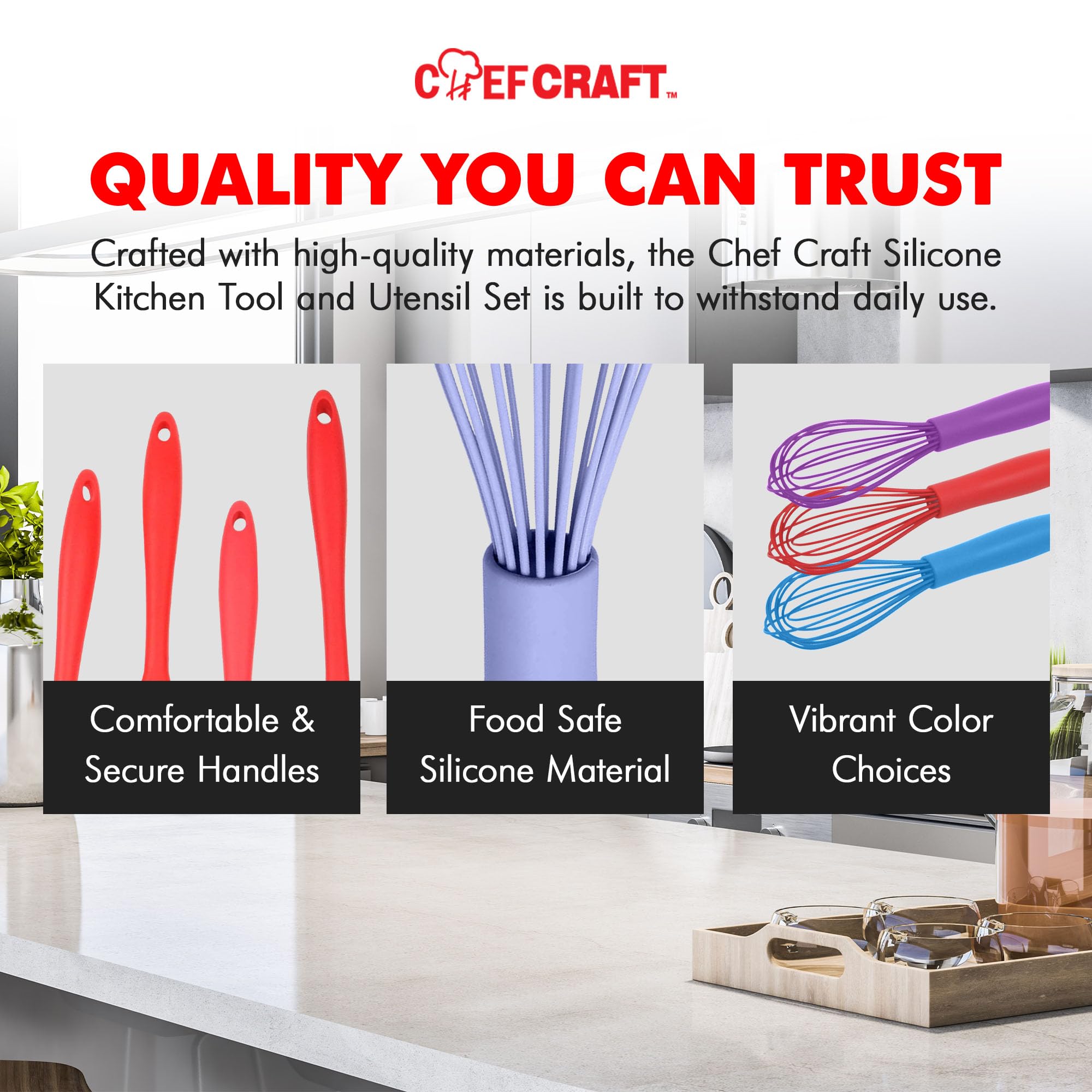 Chef Craft Batidor de cocina de alambre de silicona premium, 10.5 pulgadas, azul pastel
