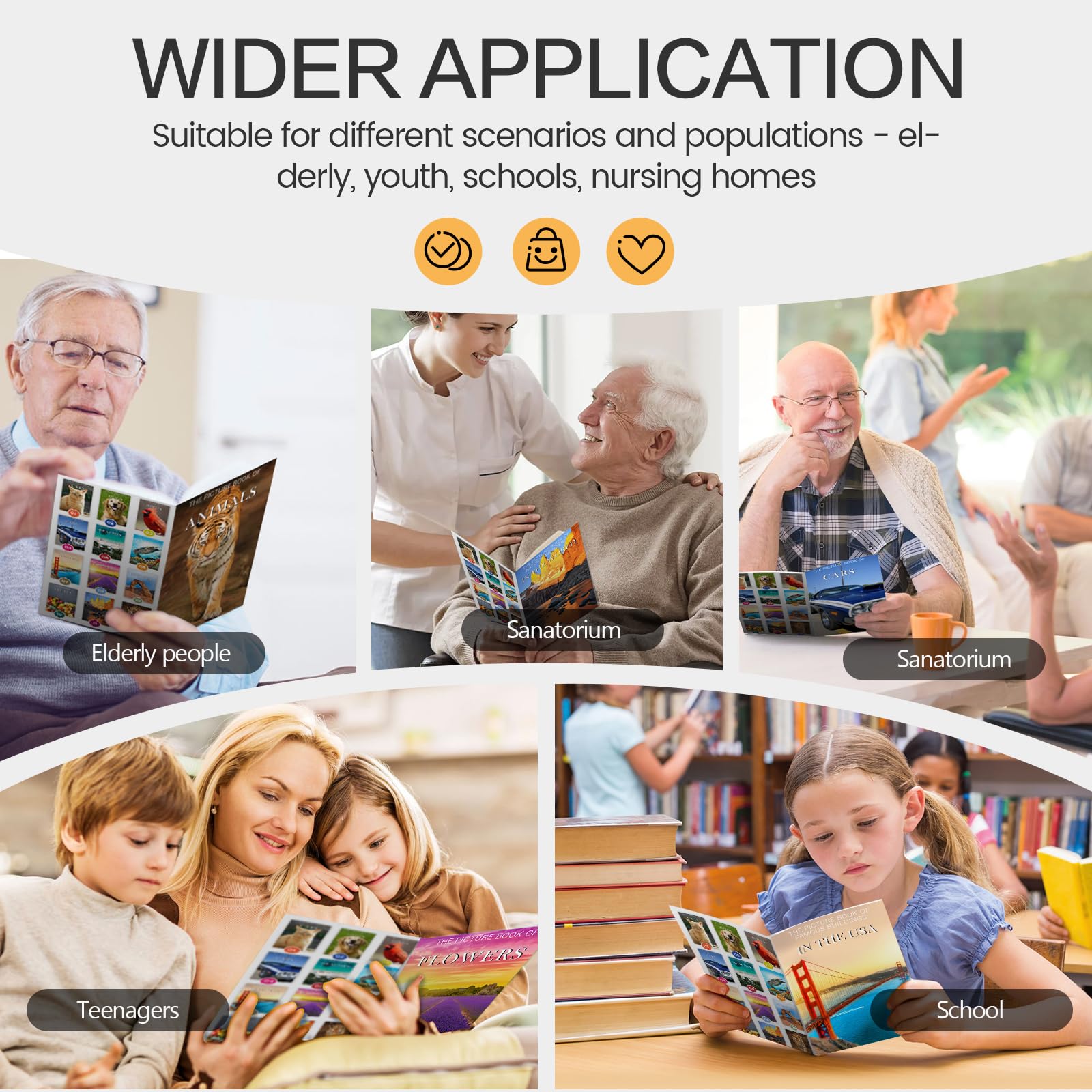 Juego de 6 libros ilustrados para personas mayores con demencia, actividades para personas mayores, proporciona productos para pacientes y adultos con Alzheimer, ejercicio cerebral, mayor