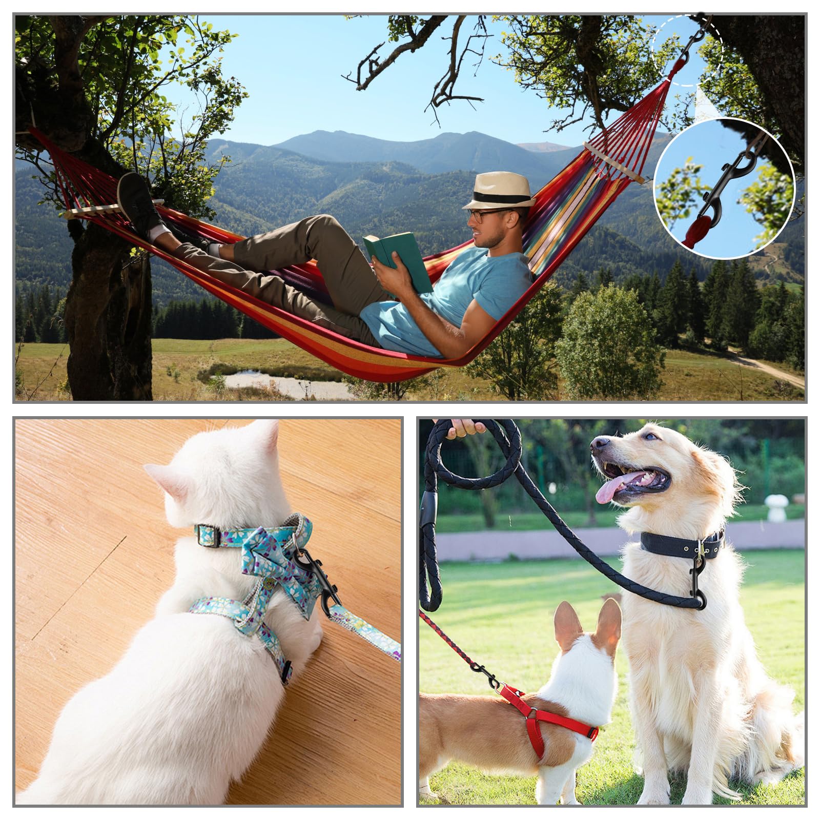 US 8Pcs Double Ended Bolt Snaps Hooks 3.5 inch Zinc Alloy Double Snap Hook Chain Clips Rust Resistant Double Sided Clips Multifunction Black Snap Hooks for Animal Leashes Ropes Chains(black)