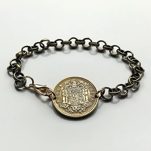 Miniatura 3 de 1966 Spain España Peseta coin bracelet escudo Español Madrid Barcelona Sevilla Granada Zaragoza Toledo Cadiz Tenerife Córdoba Valencia Málaga Bilbao