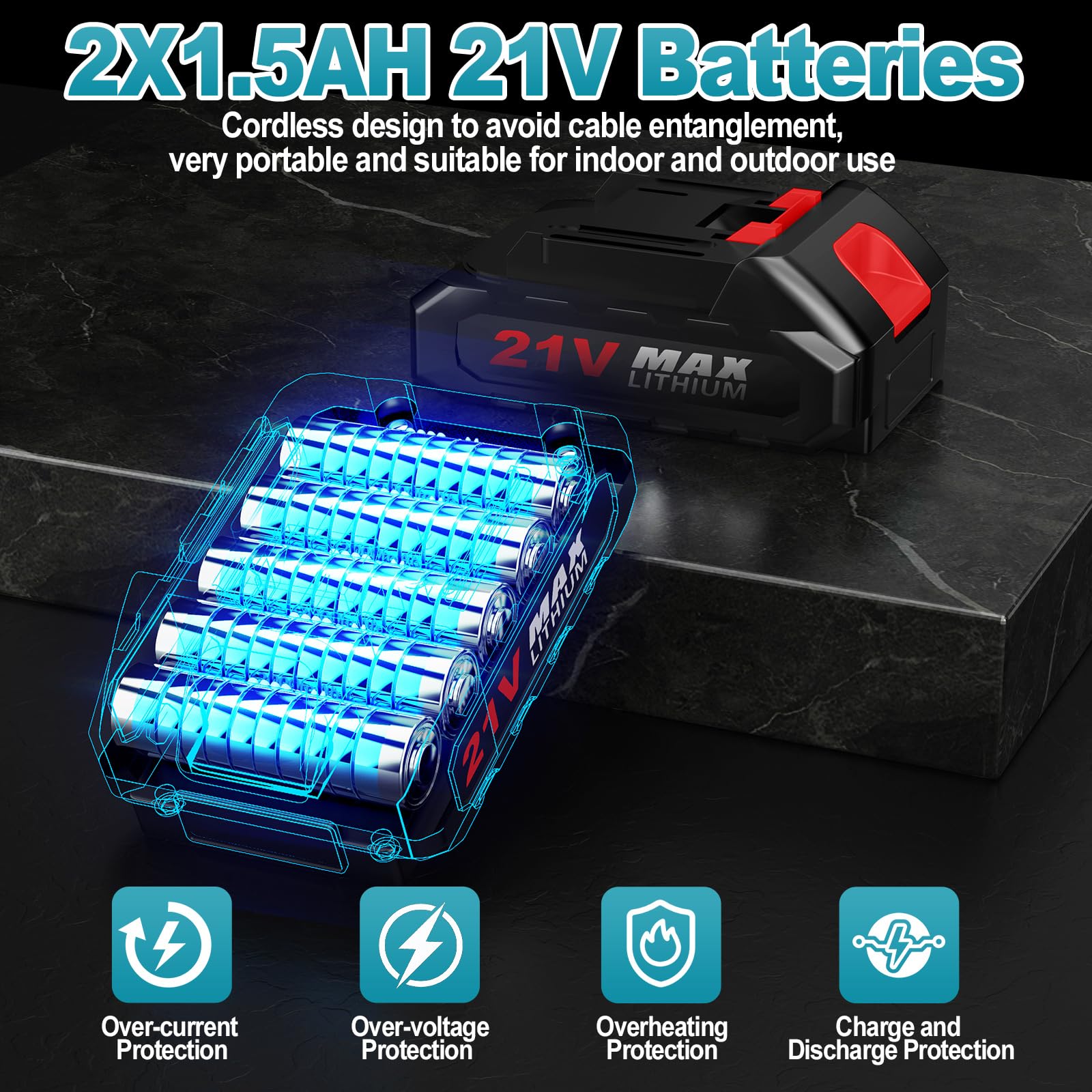 Yofuly Rivettatrice a Batteria Compatibile con Batterie Makita 18V, Pistola per Rivetti con 2* Batterie, 20.000N Brushless Elettrica Rivettatrice Automatica con 3 Adattatori