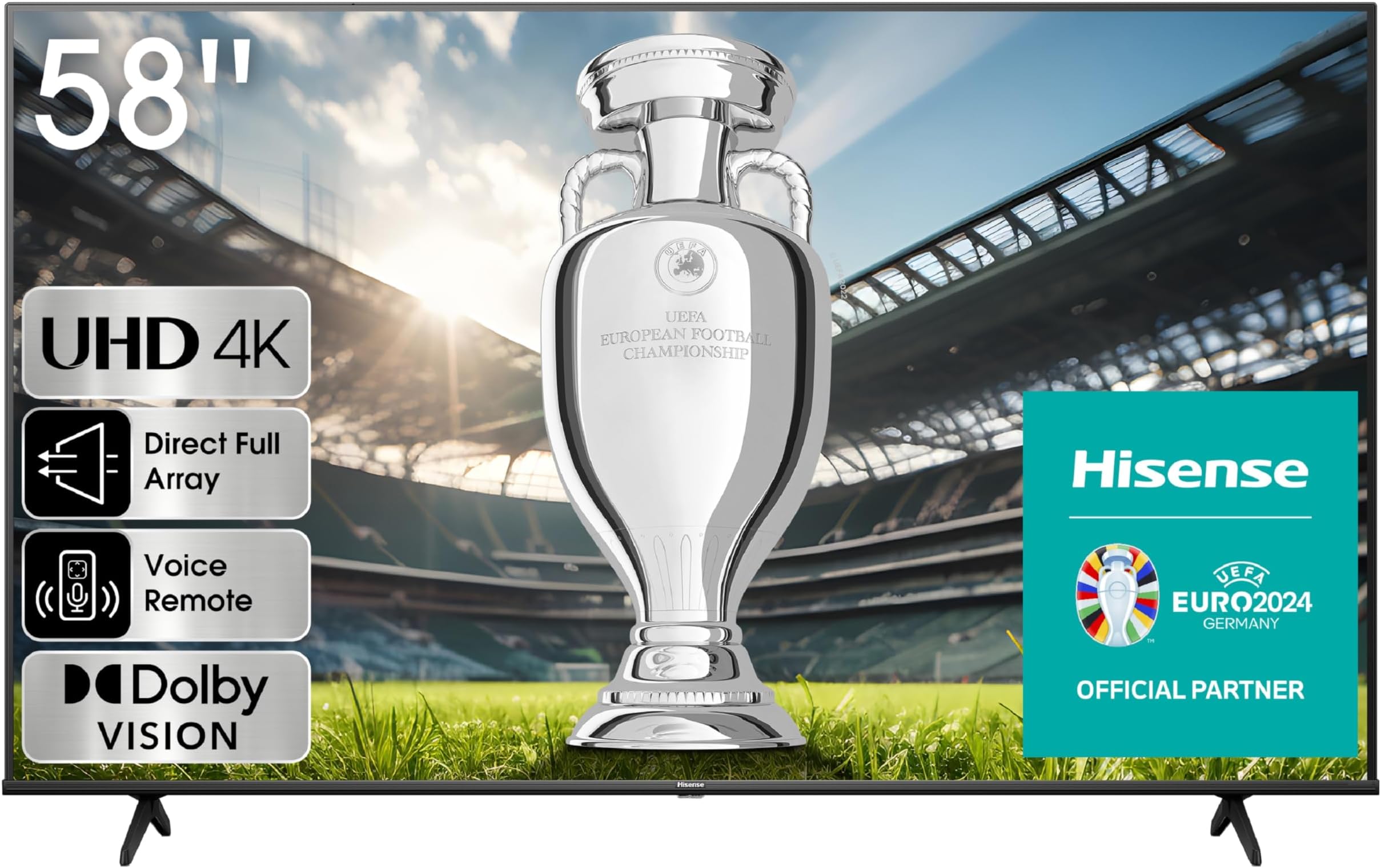 Hisense 58 Inch 4K LED VIDAA UHD Smart with Dolby Vision Pixel Tuning Share TV Game Mode Plus Youtube Netflix Shahid 58E6K, 2 Years Warranty (2023 Model - UAE Version), Black