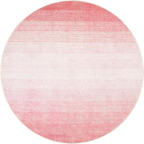 Miniatura 7 de Wonnitar Alfombra redonda moderna de color rosa suave de 4 pies, alfombra redonda para dormitorio, lavable, bonita alfombra circular para cuarto de