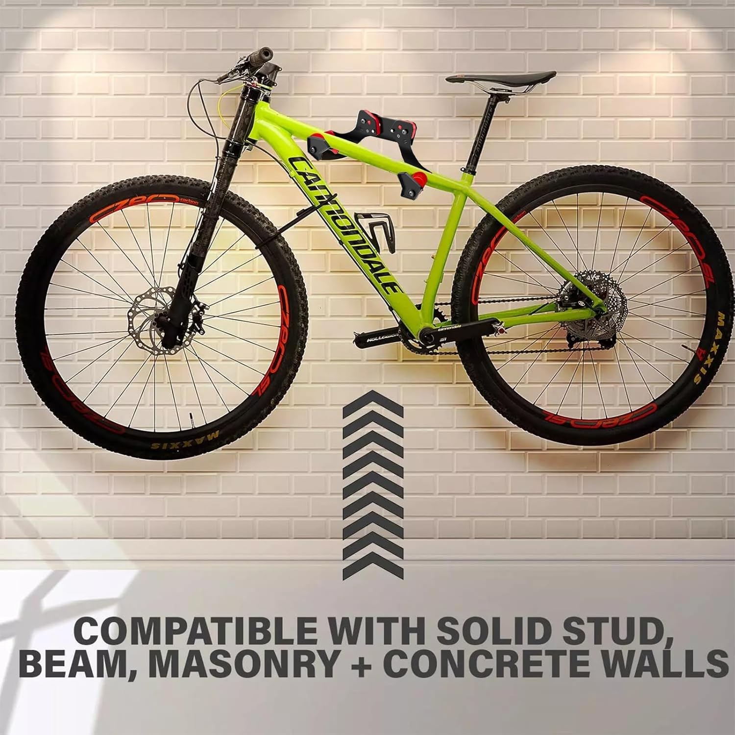 Bike Wall Mount, Adjustable Horizontal Storage Rack, Bike Hanger for 1 Bicycle Garage Hook Road Mountain Hybrid Bikes