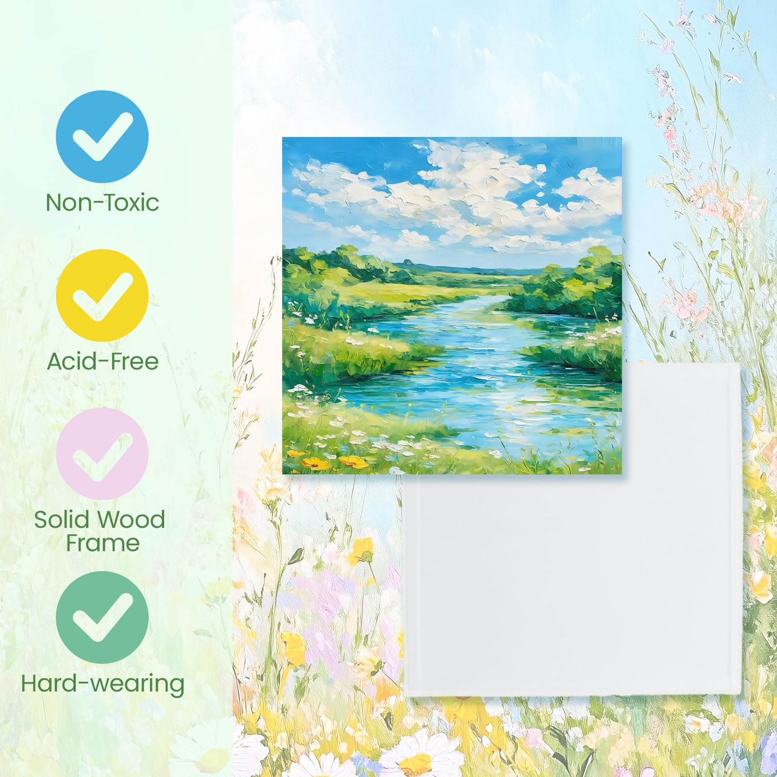Lienzo estirado de 12 x 12 pulgadas para pintar, lienzos cuadrados 100% algodón para pintar, paquete de 2 lienzos blancos en blanco para pintura acrílica y al óleo