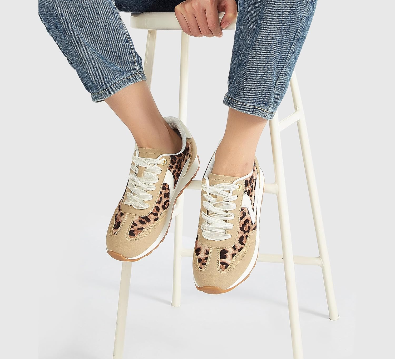 LUCKY STEP Women's Fashion Sneakers Trendy Tennis Shoes Neutral Stylish Retro Trainers Casual Running Walking Shoes - Image 8