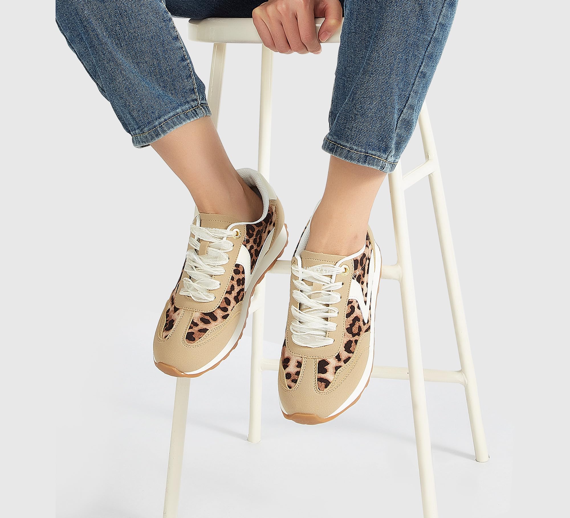 LUCKY STEP Zapatillas Mujer Moda - Tendencia Tenis, Neutras & Estilosas, Retro Trainers, Casual para Correr y Caminar