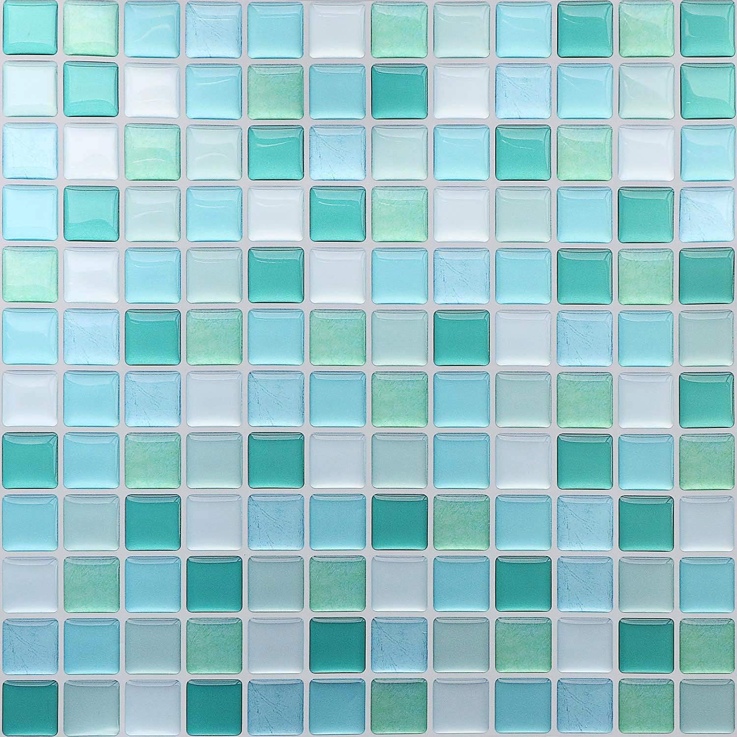 VANCORE 3D Mosaic Sticker Peel and Stick Tile Backsplash Wall Paper for Home Kitchen, Pack of 4, Light Blue