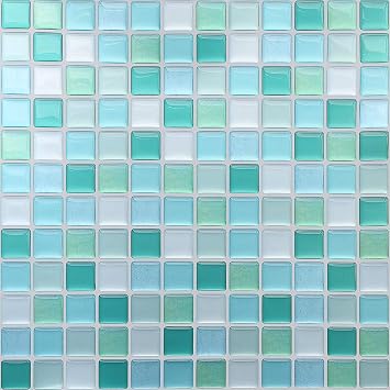 VANCORE 3D Mosaic Sticker Peel and Stick Tile Backsplash Wall Paper for Home Kitchen, Pack of 4, Light Blue