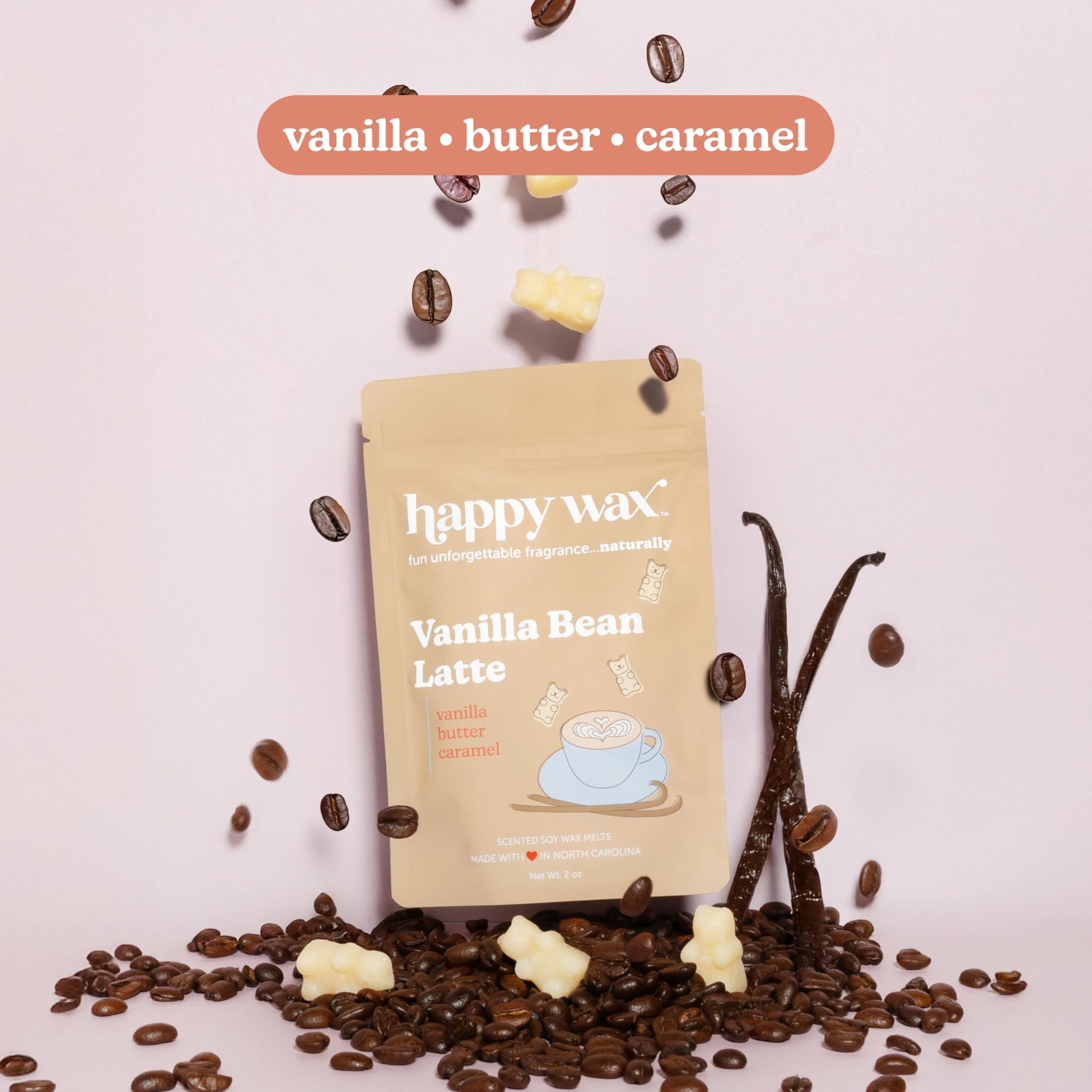 Happy Wax Vanilla Lovers naturalny wosk sojowy 170 g bezpłomieniowy wosk idealny do mieszania topi się w zapachu wosku - urocze kształty niedźwiedzi z ponad 150 godzin