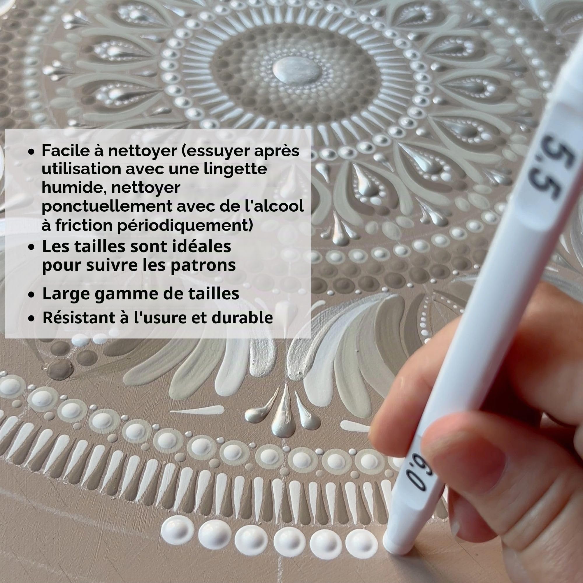 Dilwe Set De 5 Outils De Pointillés Doubles – Pointes Fleurs, Pour Peinture Mandala, Roche, Toile, DIY