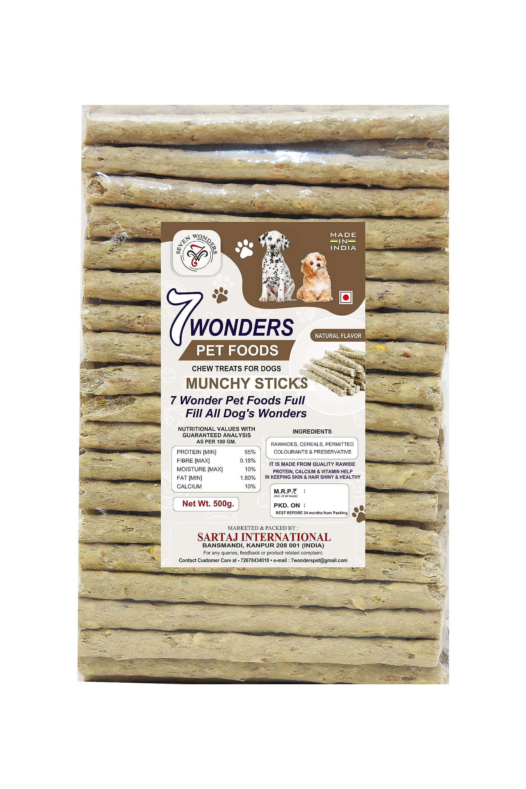 7WONDERS Dog chew Sticks munchy Sticks for Dogs | Treat for Healthy Teeth and Gums of Dog (Natural Rawhide 500 Gram) (B0BWYK8GLH) Amazon Price History, Amazon Price Tracker