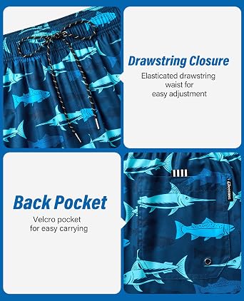 Gleeease Mens Swim Trunks with Compression Liner Mens Bathing Suit 7 Inch