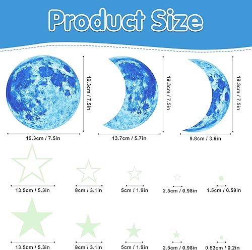 Miniatura 4 de Calcomanías de pared que brillan en la oscuridad, estrellas que brillan en la oscuridad, luna que brillan en la oscuridad, estrellas brillantes,