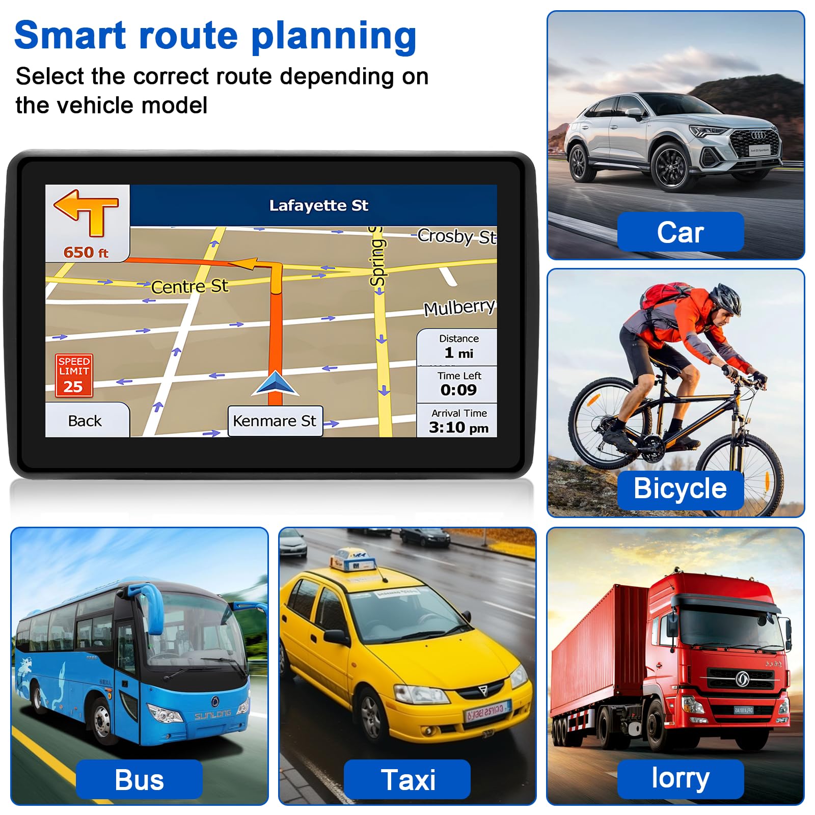 Sat Nav for Car/Truck/HGV - 7 Inch GPS Navigation UK 2025 with Lifetime Free Maps Updates, Real Voice Guidance, Speed Camera Alerts, Postcode Search & Lane Assist — view 7